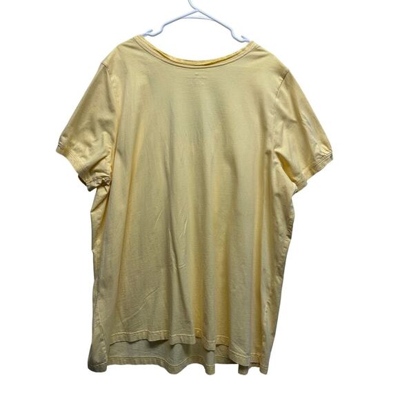 Woman Within Yellow Short Sleeve Top 3X Size 100% Cotton V-Neck Gathered Detail - Picture 7 of 7